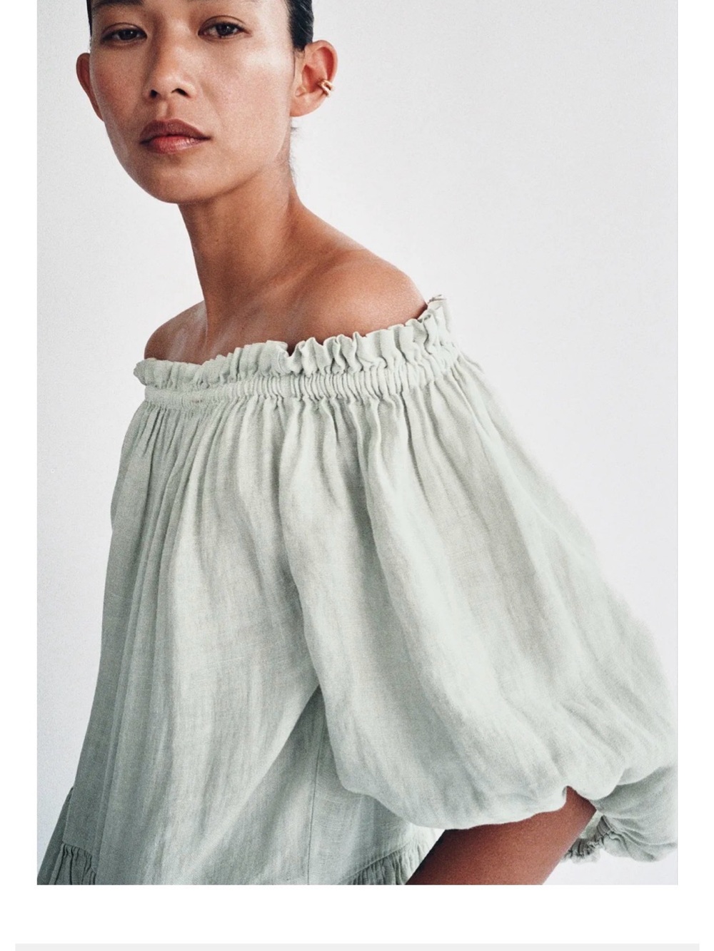 NWT 2026 Zara 100% Linen Off Shoulder Midi Dress | XS | Quiet Luxury | Resor - Picture 5 of 9